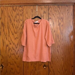 Stijselkissie Marijke Benedict Linen Top XL Clay Orange Relaxed